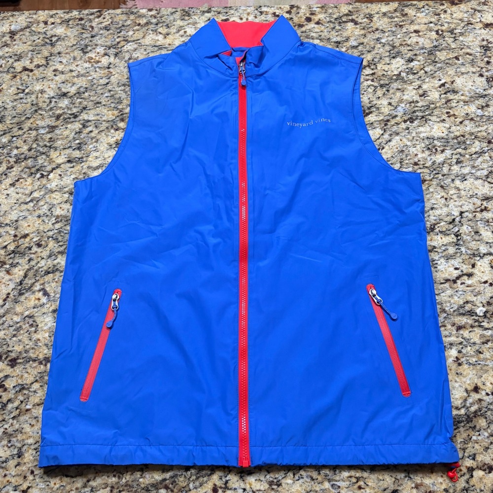 Vineyard Vines Mens Performance Full Zip Vest Blue Red Size M ws